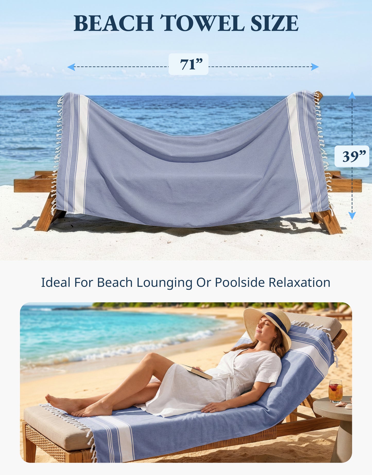 6 PIECE TURKISH BEACH TOWEL SET-Tropical-Color