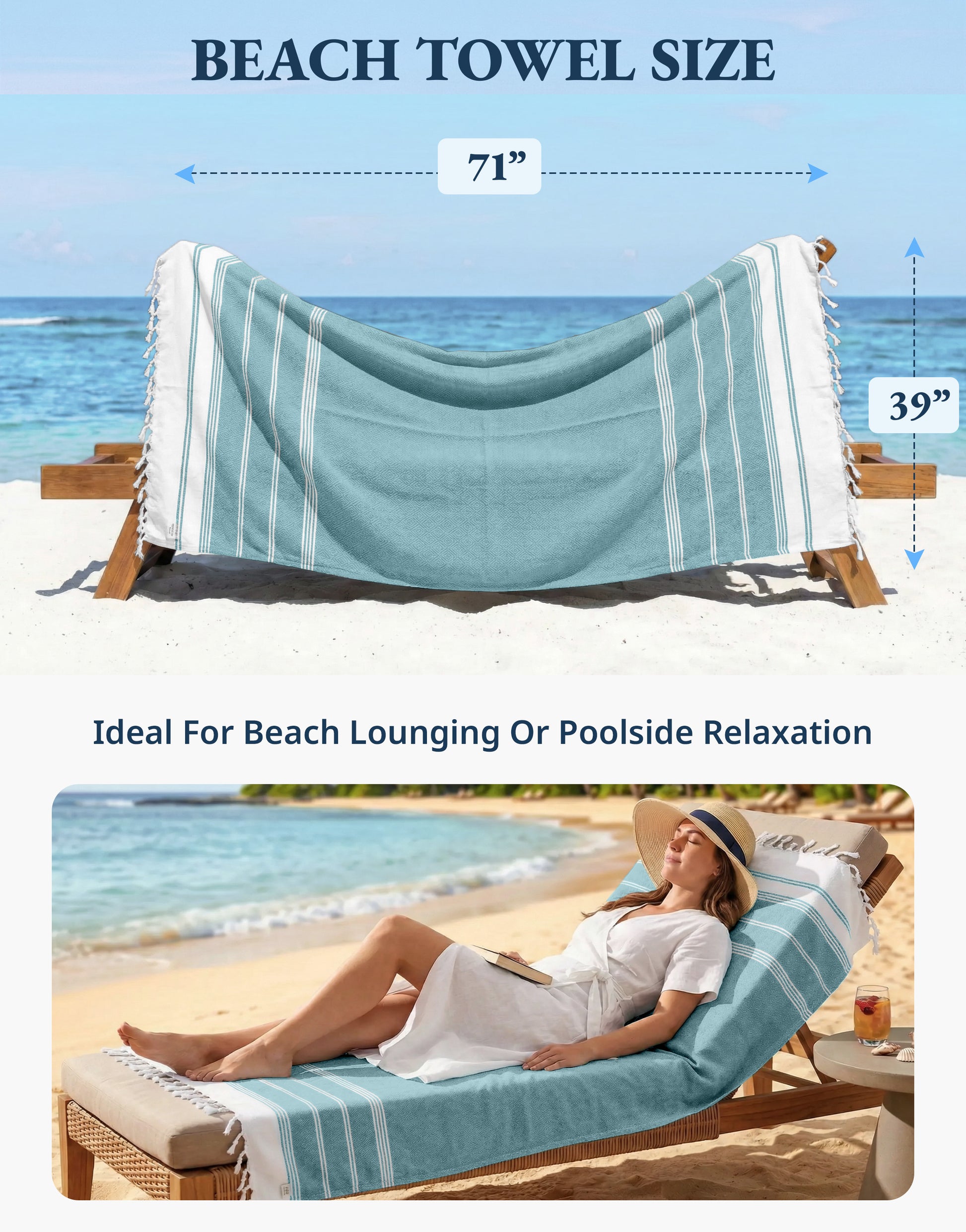 6 PIECE TURKISH BEACH TOWEL SET-Tropical-Dusk