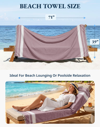 4 PIECE TURKISH BEACH TOWEL SET-WISTFUL-MAUVE