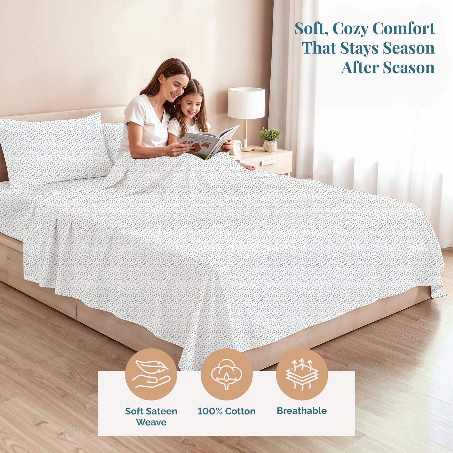 450 Thread Count Cotton Sheet Set cp-gallery: color=Misty Dot
