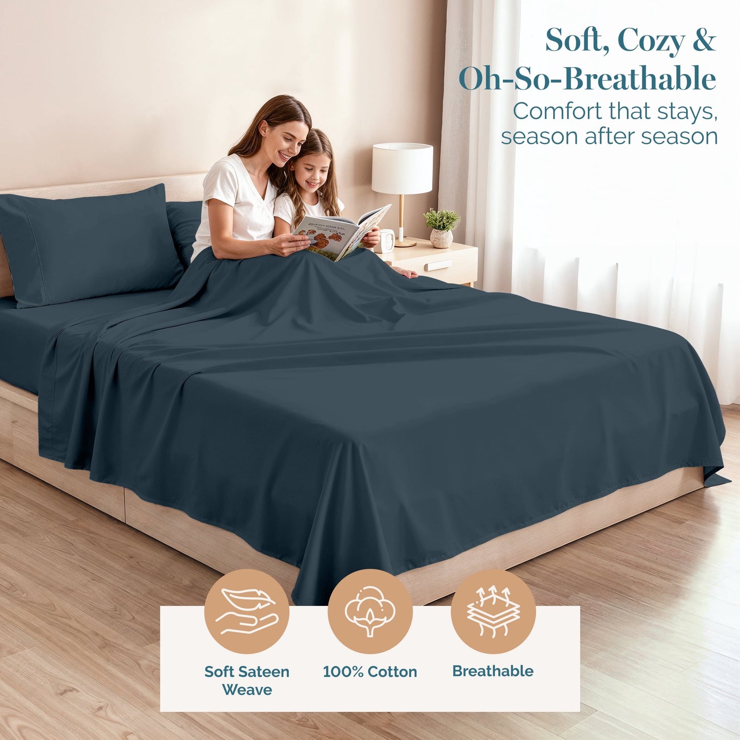 450 Thread Count Cotton Sheet Set cp-gallery: color=Estate Blue