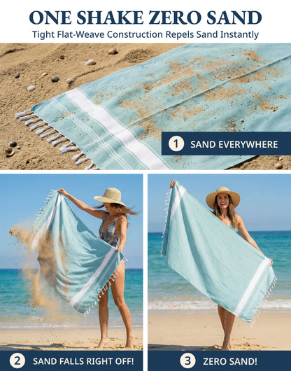 1 PIECE TURKISH BEACH TOWEL-AQUA