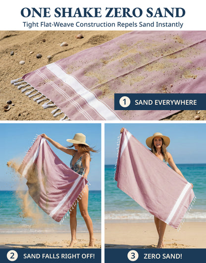 1 PIECE TURKISH BEACH TOWEL-CASHMERE-ROSE
