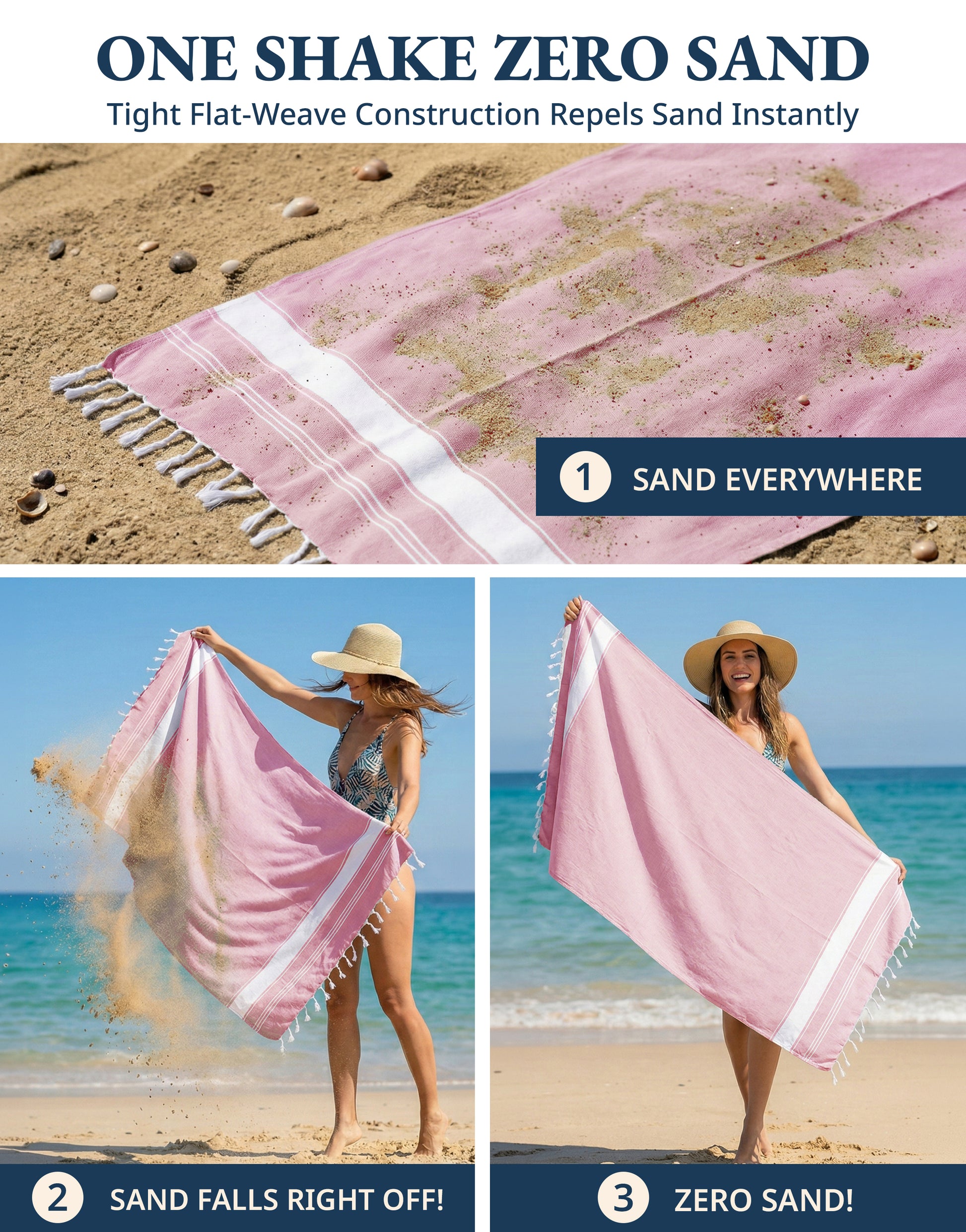 6 PIECE TURKISH BEACH TOWEL SET-Coastal-Bliss