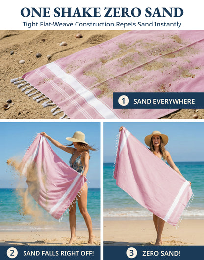 6 PIECE TURKISH BEACH TOWEL SET-Coastal-Bliss