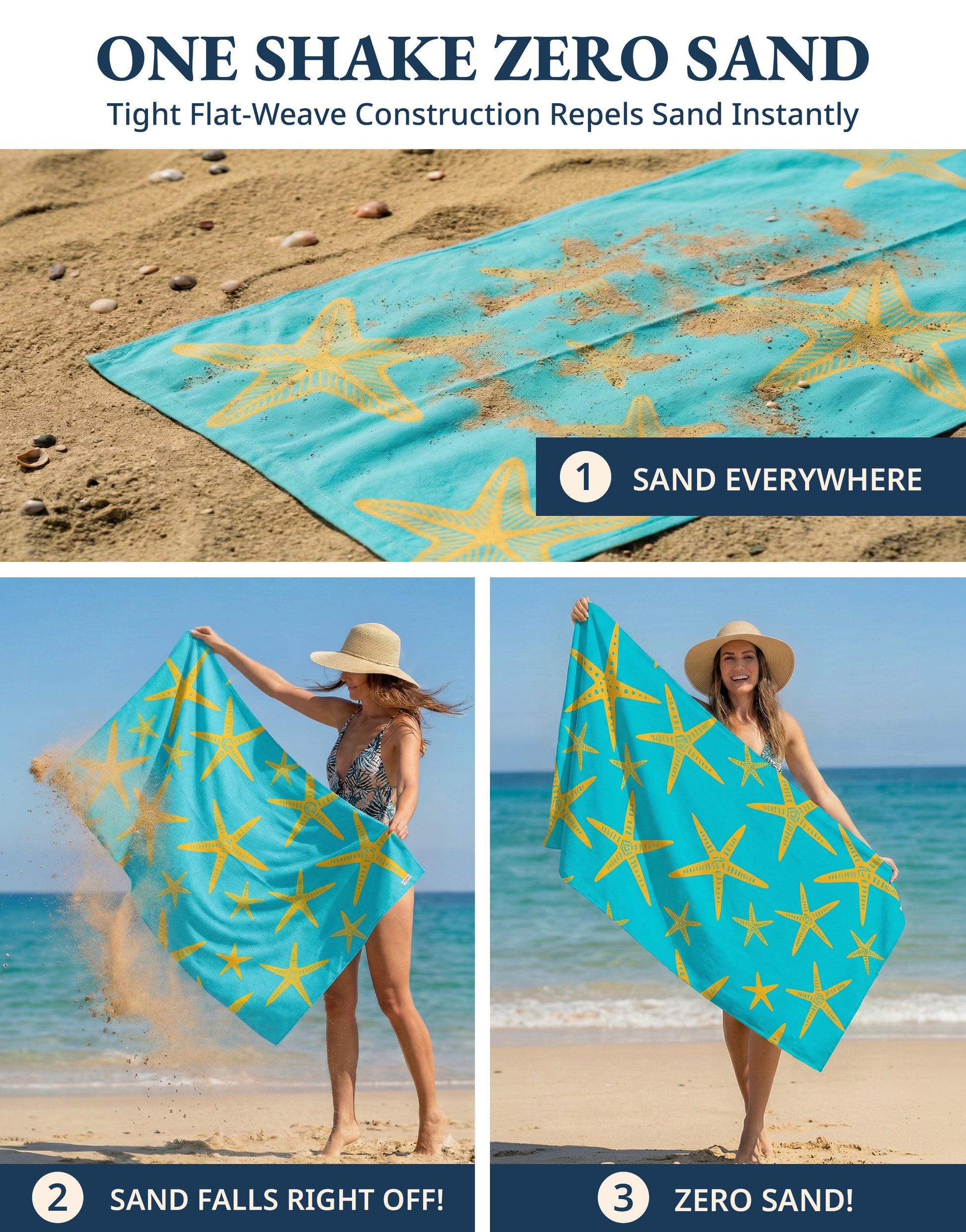 6 PIECE TURKISH BEACH TOWEL SET-Coastal-Mix
