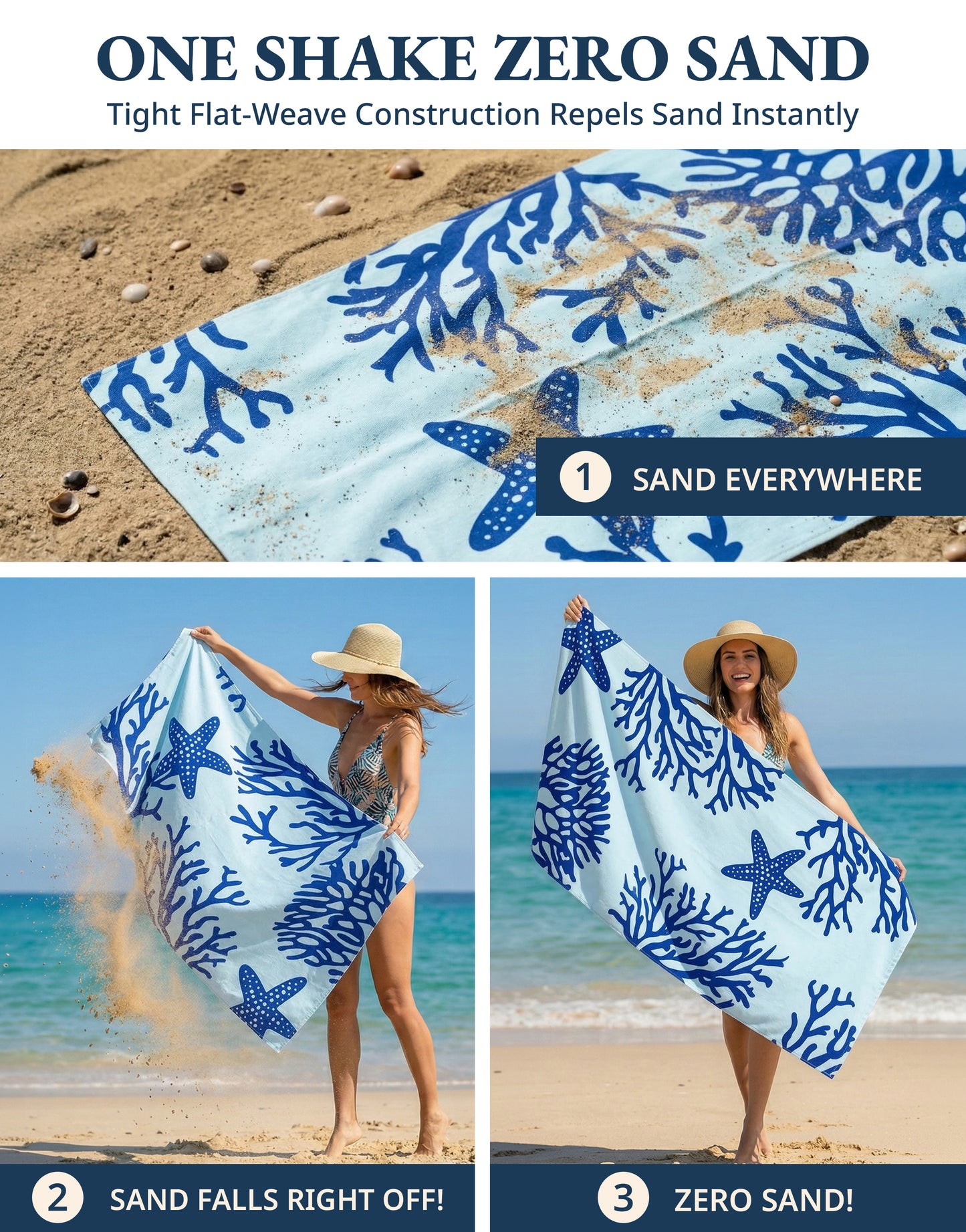 6 PIECE TURKISH BEACH TOWEL SET-Coral-Beach
