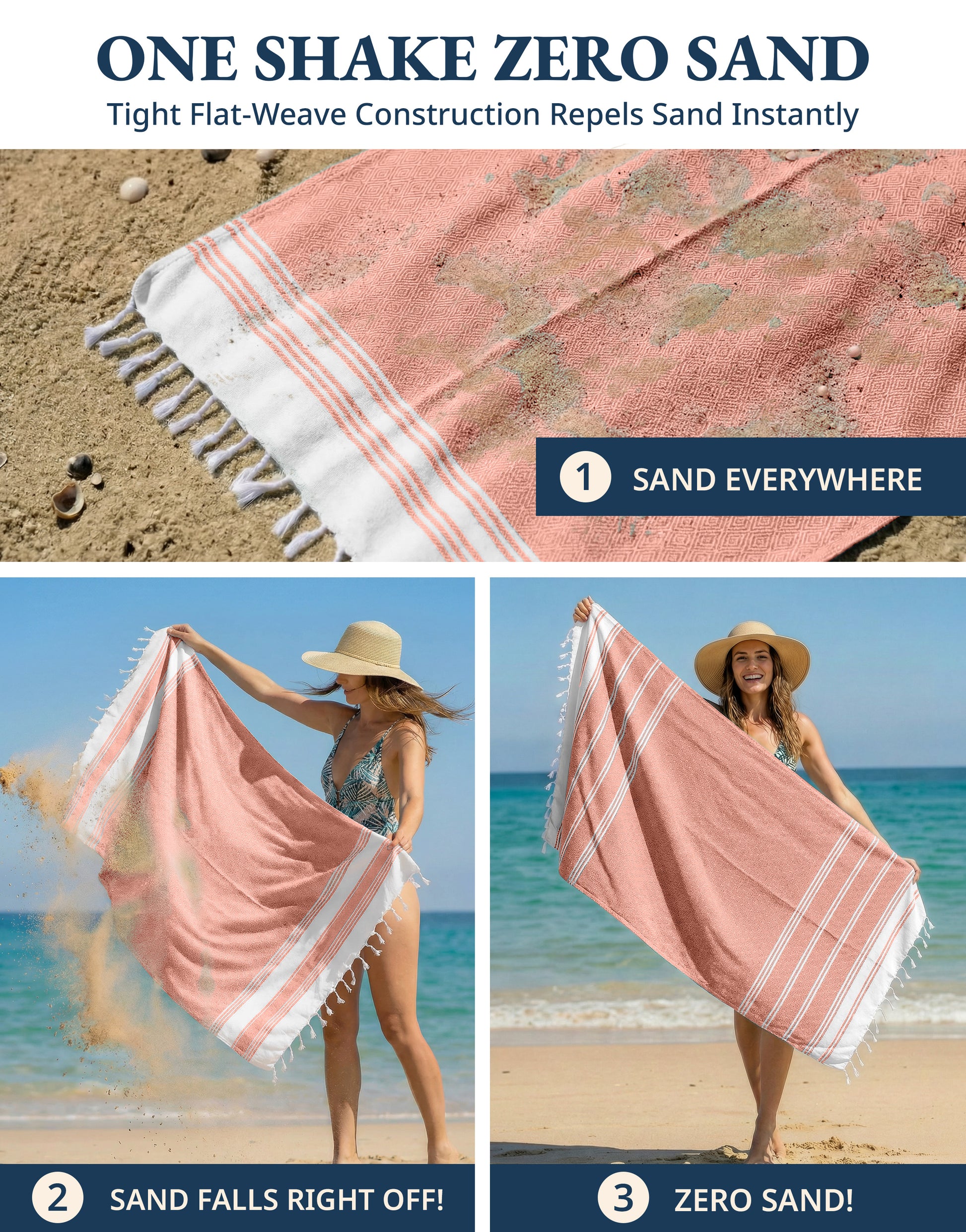 4 PIECE TURKISH BEACH TOWEL SET-Old-Glory-Azure