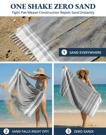 1 PIECE TURKISH BEACH TOWEL-EBONY
