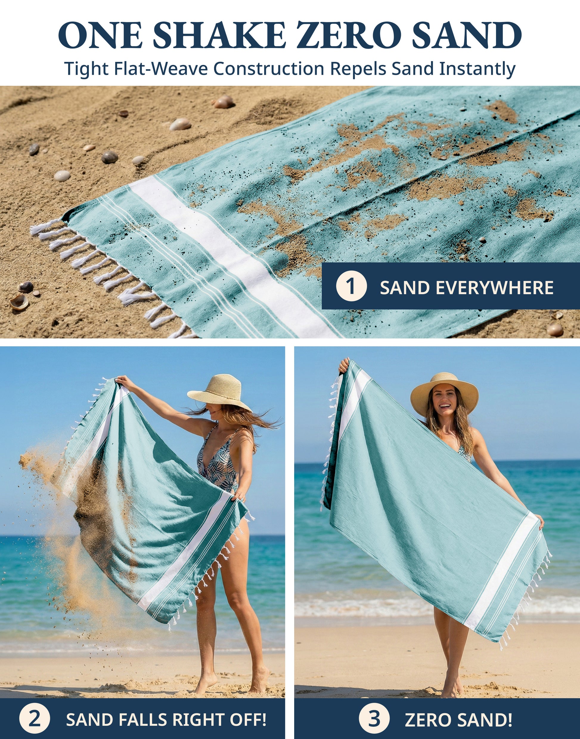 1 PIECE TURKISH BEACH TOWEL-HUNTER-GREEN