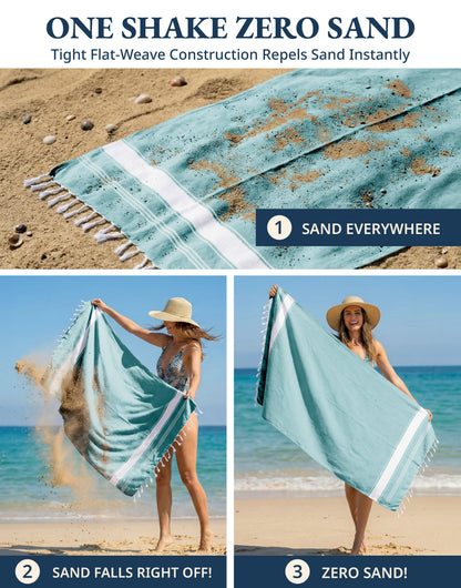 1 PIECE TURKISH BEACH TOWEL-HUNTER-GREEN