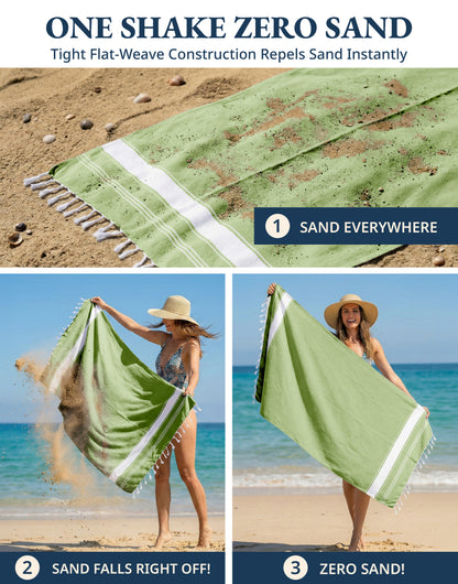 1 PIECE TURKISH BEACH TOWEL-JADE-LIME
