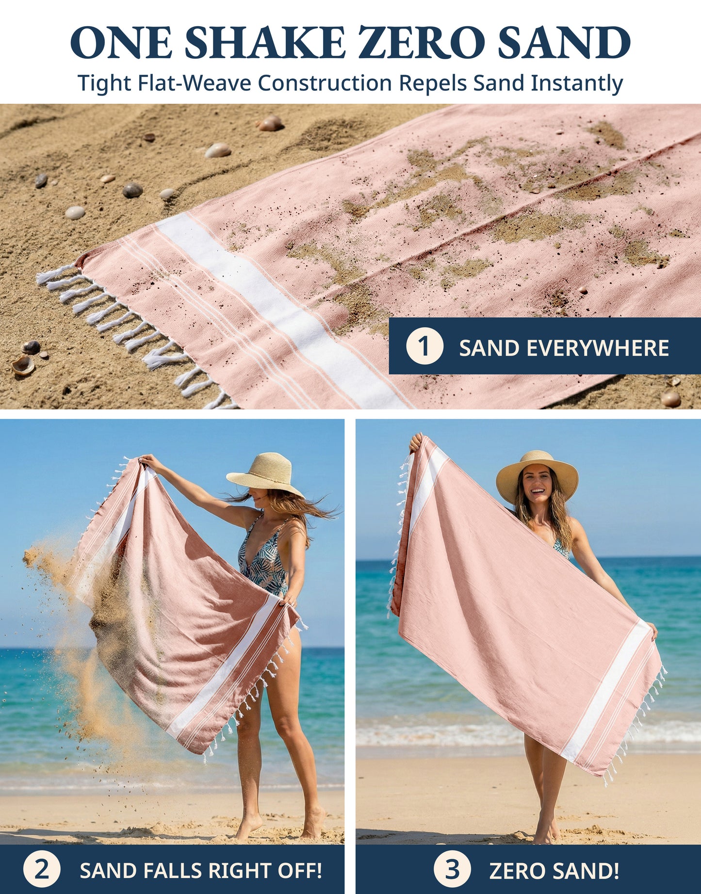 2 PIECE TURKISH BEACH TOWEL SET-QUARTZ-PINK