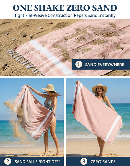 4 PIECE TURKISH BEACH TOWEL SET-QUARTZ-PINK