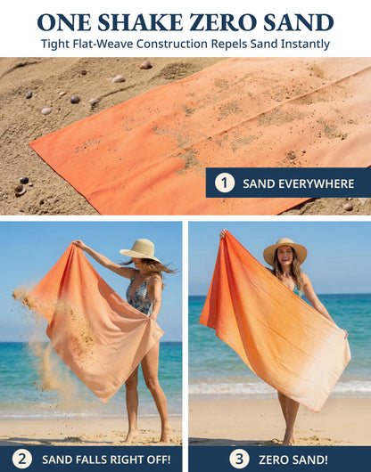 6 PIECE TURKISH BEACH TOWEL SET-Sunset-Tropics
