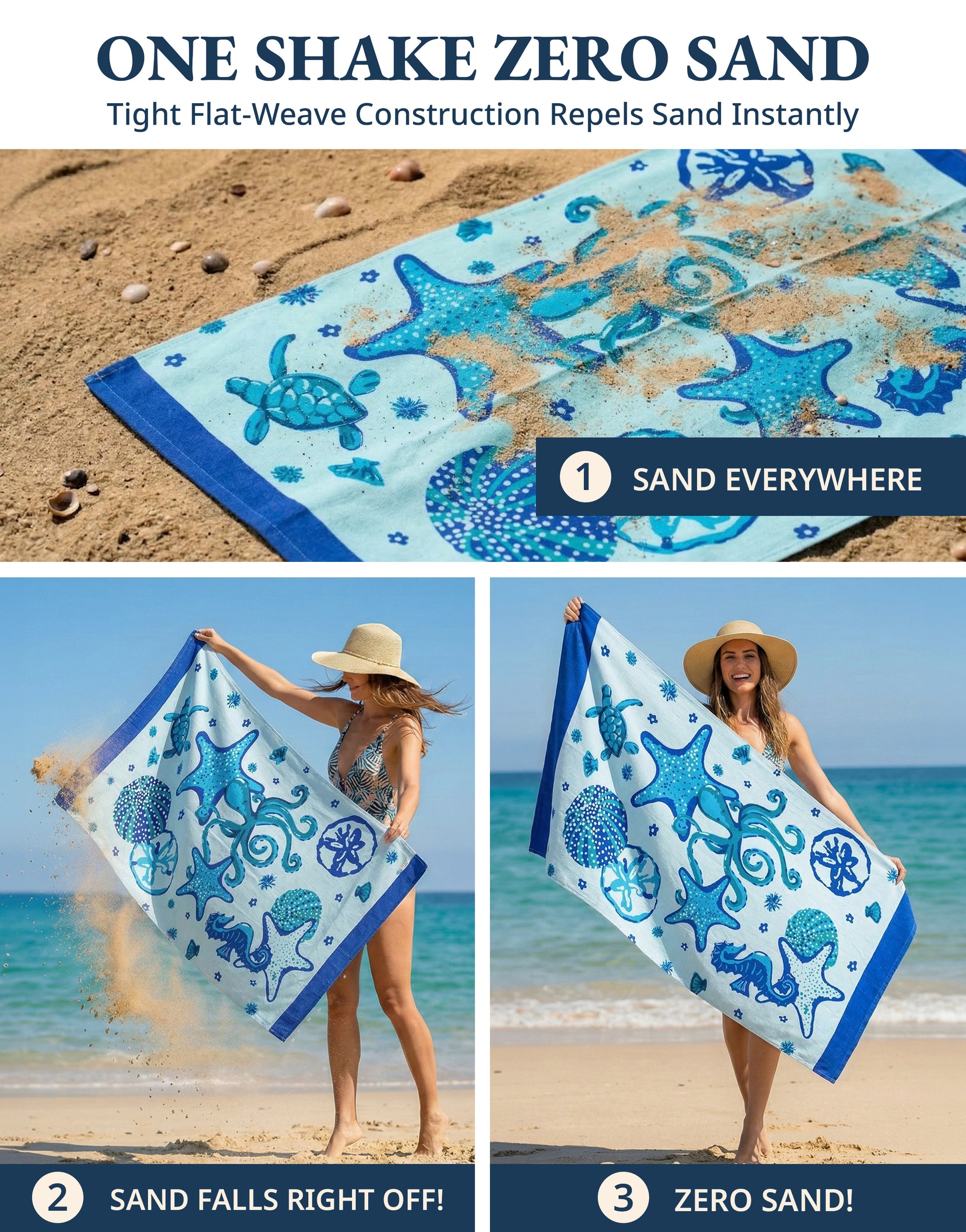 6 PIECE TURKISH BEACH TOWEL SET-TROPICAL-BREEZE