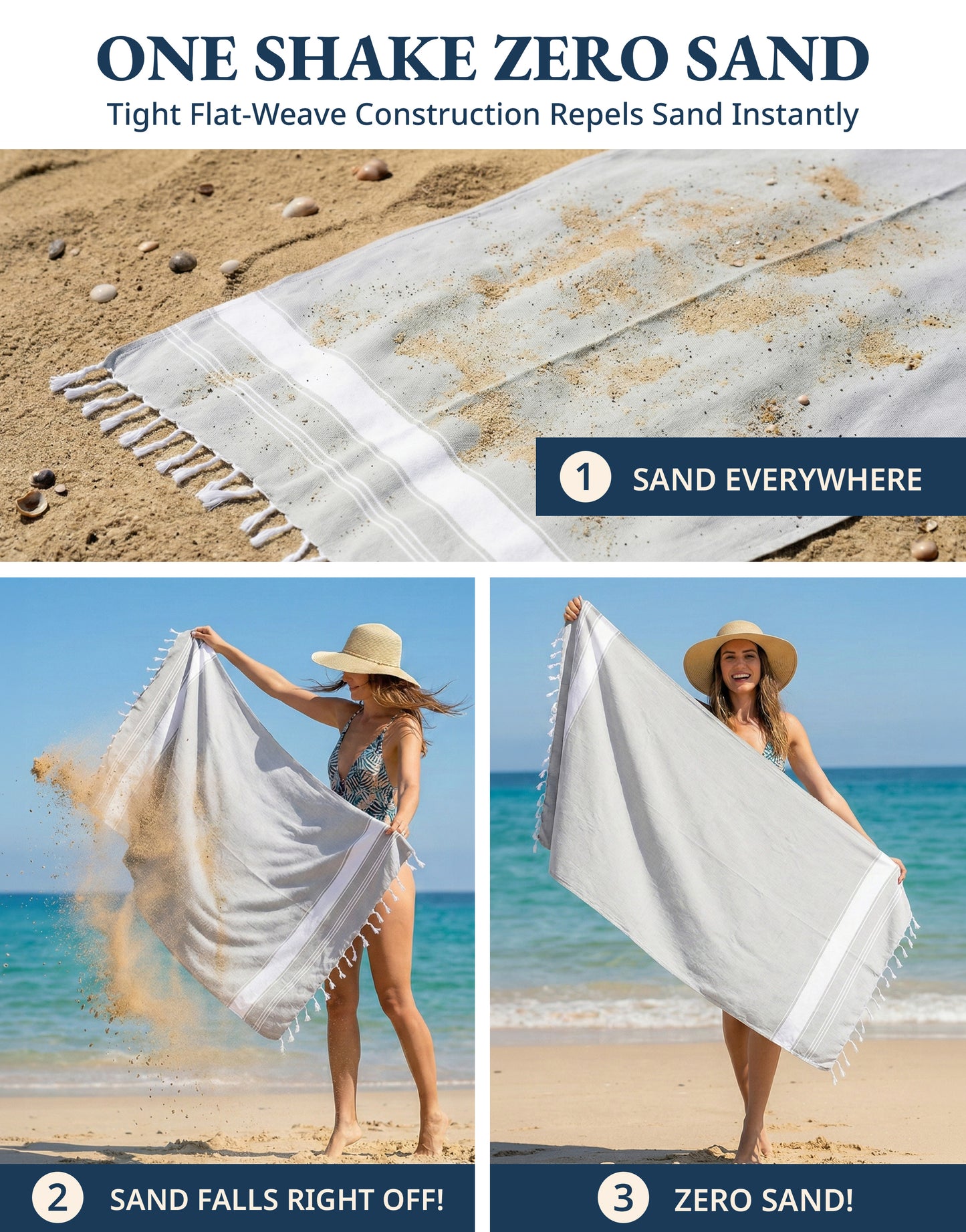 6 PIECE TURKISH BEACH TOWEL SET-Vintage-Beach