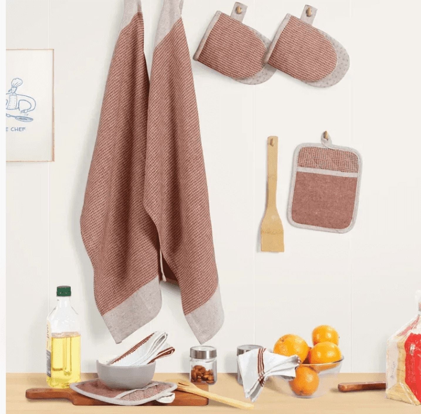 Kitchen Set - Oven Mitts, Pot Holders & Towels cp-gallery: color=Canyon Rose; size=8 Piece Set