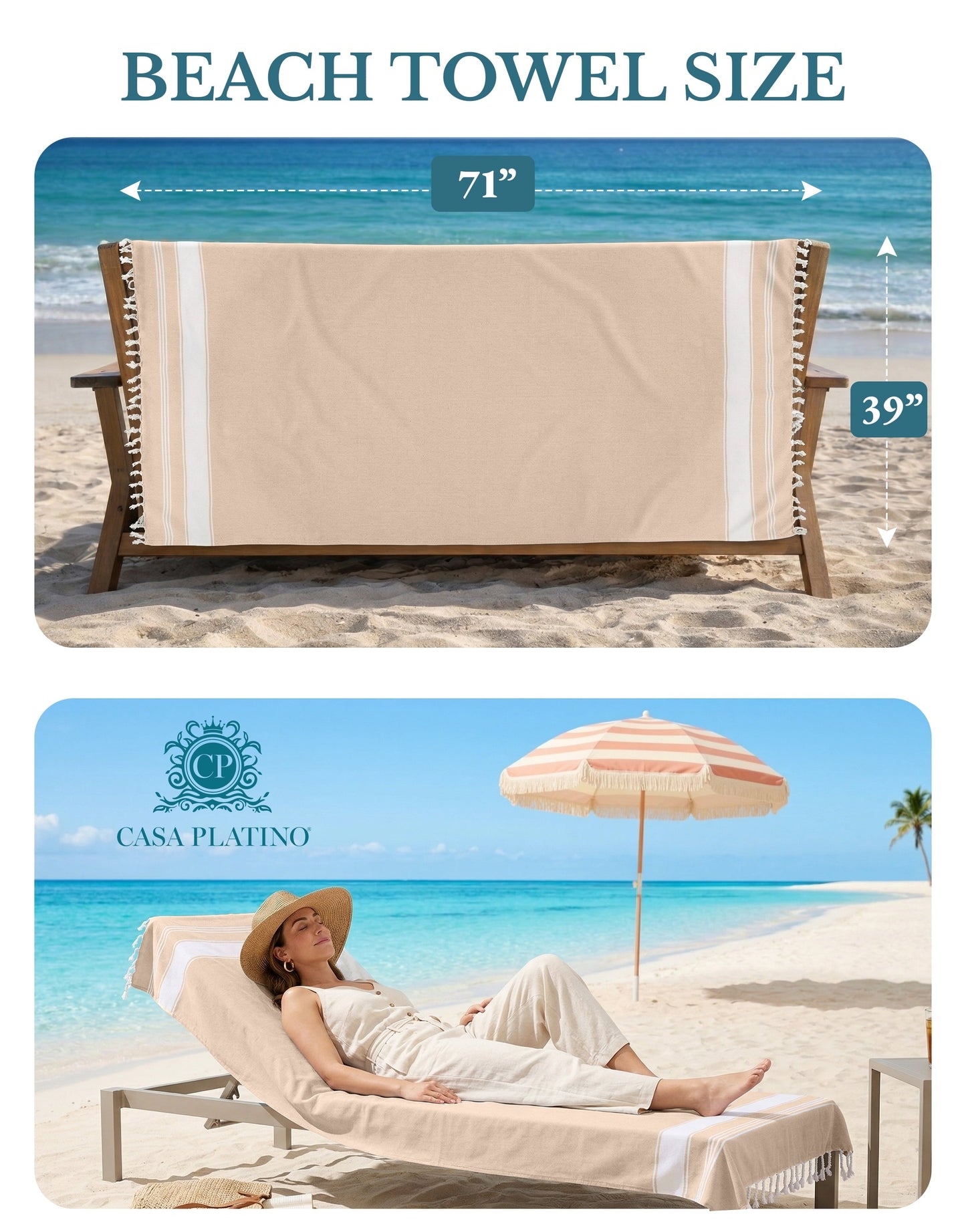 Cotton Hammam Beach Towels Multi-Pack cp-gallery: color=Beige; size=4 Piece Set