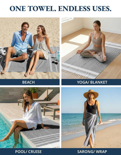 1 PIECE TURKISH BEACH TOWEL-EBONY