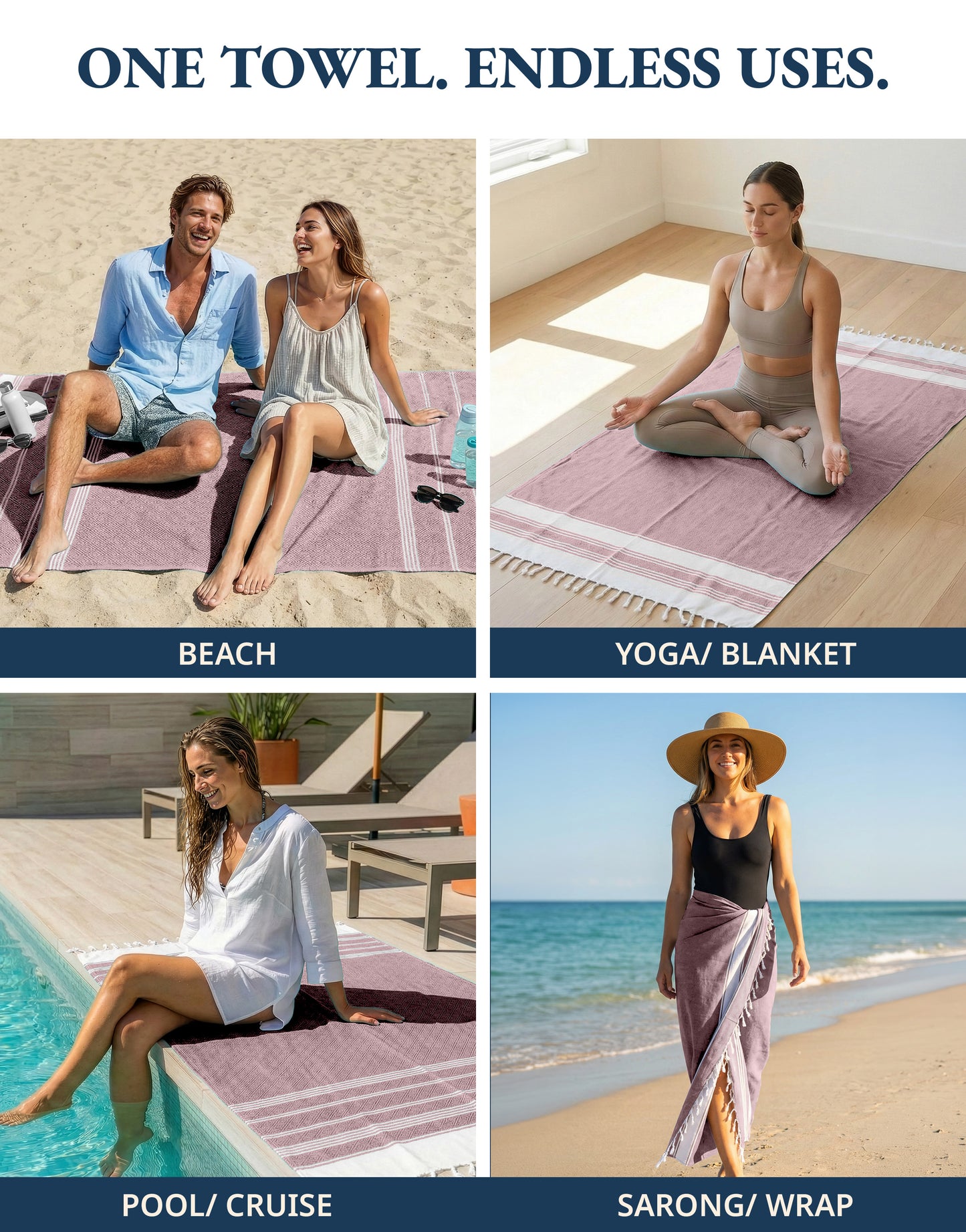 2 PIECE TURKISH BEACH TOWEL SET-FIRED-BRICK