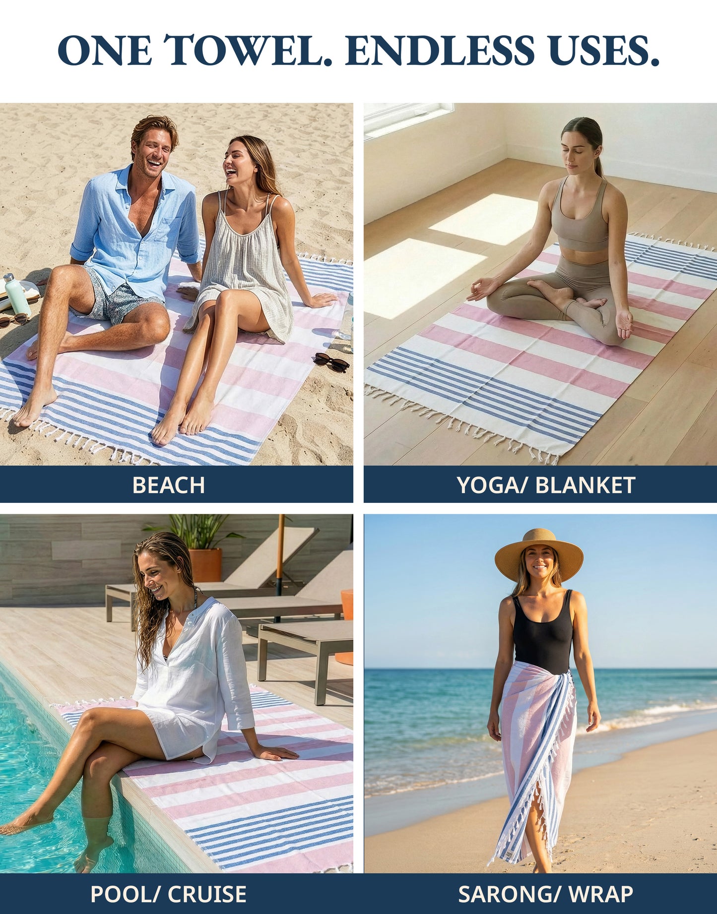 6 PIECE TURKISH BEACH TOWEL SET-Harbor-Glow