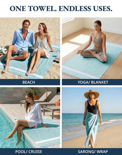 2 PIECE TURKISH BEACH TOWEL SET-HUNTER-GREEN