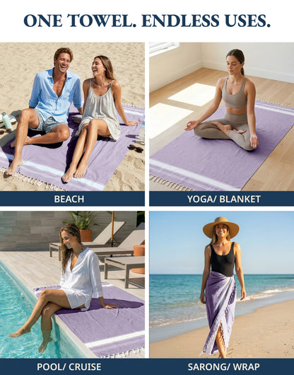 4 PIECE TURKISH BEACH TOWEL SET-REGAL-ORCHID