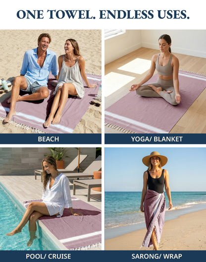 6 PIECE TURKISH BEACH TOWEL SET-Summer-Color