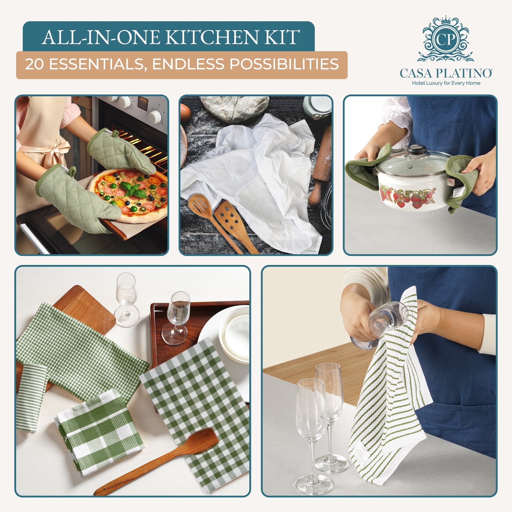 20-Piece Kitchen Towel Set Cotton Dish Towels