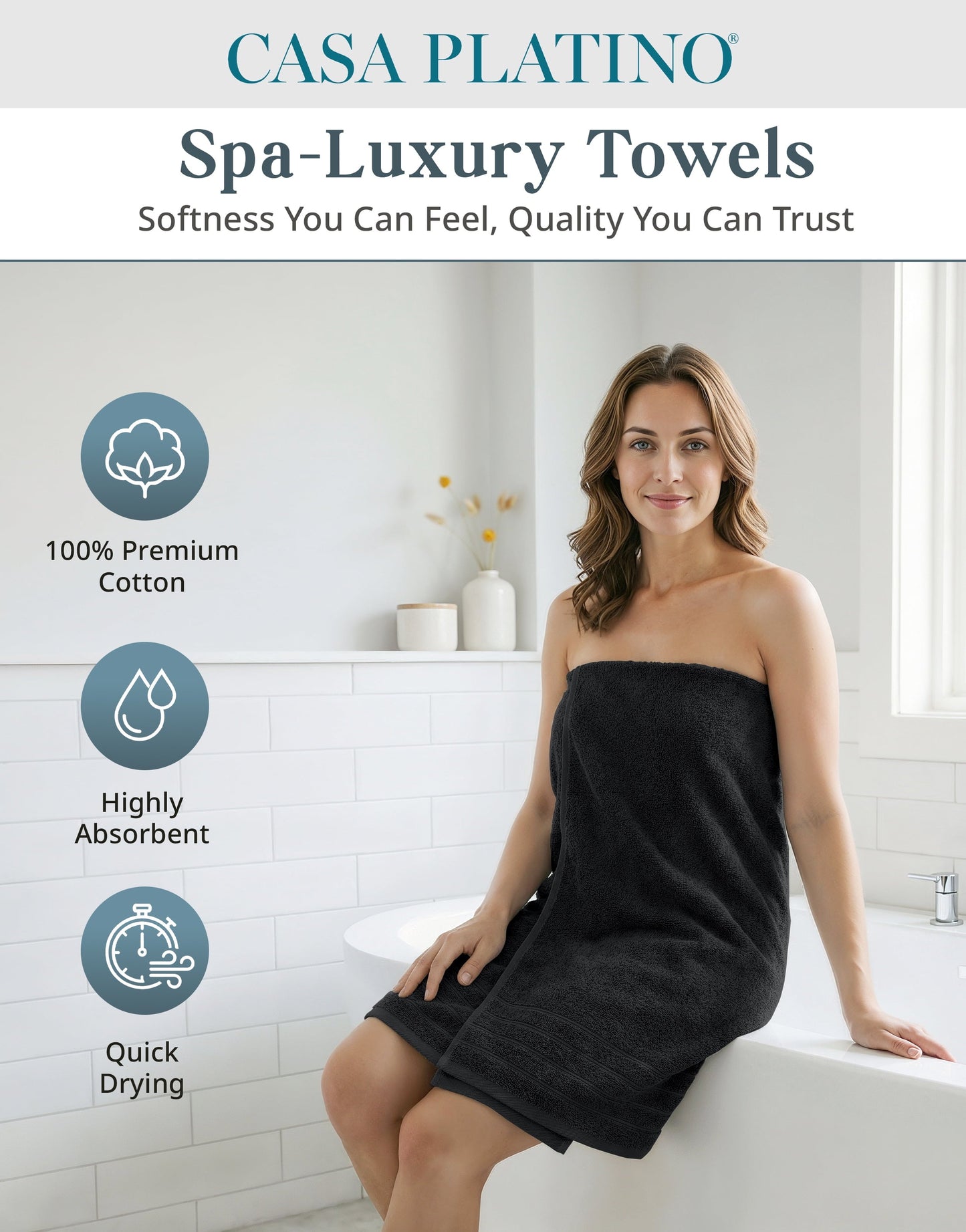 24-Piece Cotton Bath Towel Set cp-gallery: color=Black; size=24 Piece Set