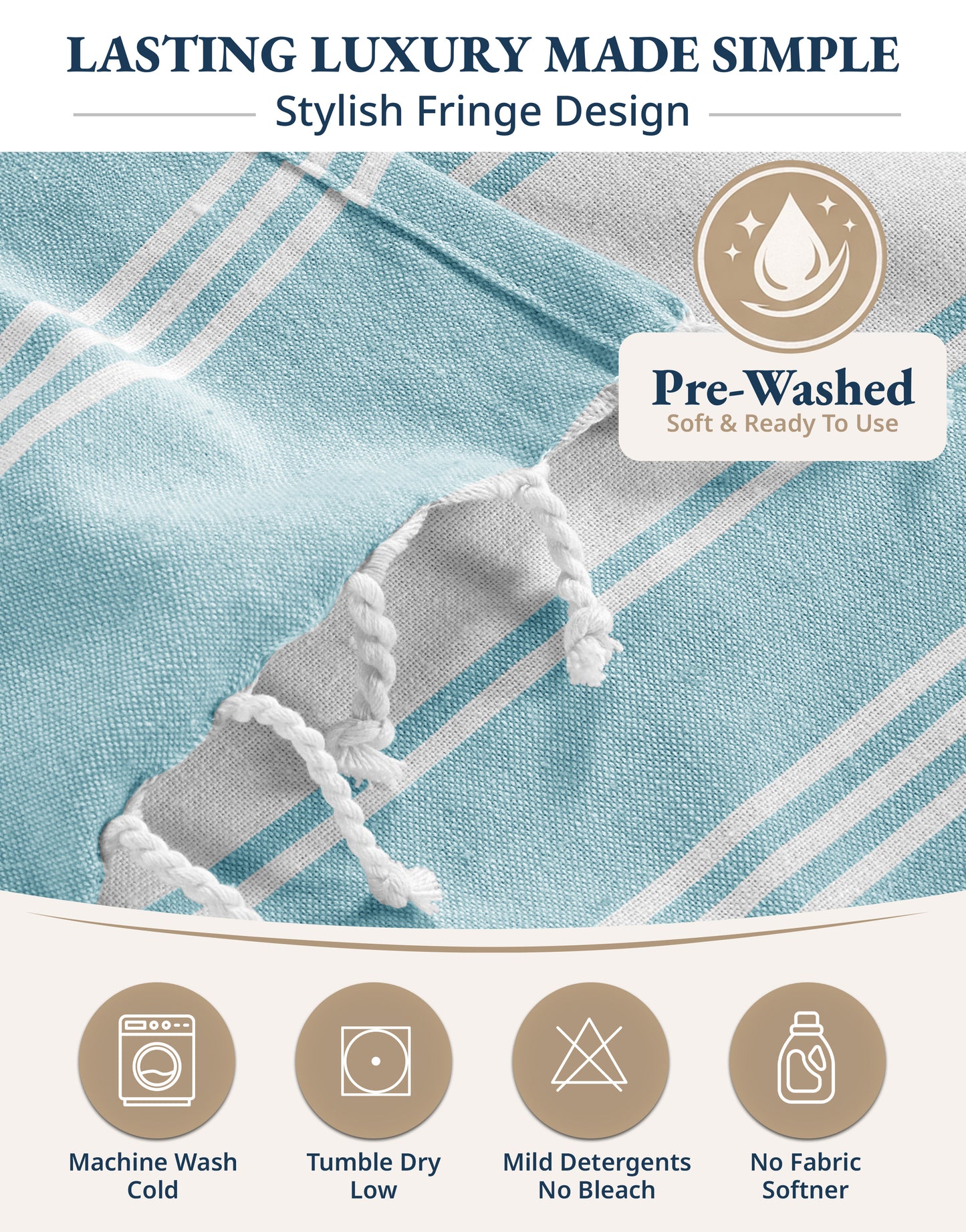 1 PIECE TURKISH BEACH TOWEL-AQUA