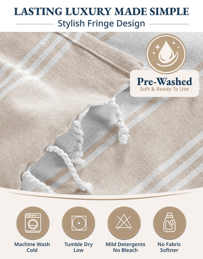 1 PIECE TURKISH BEACH TOWEL-BEIGE