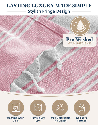 1 PIECE TURKISH BEACH TOWEL-CANDY-PINK