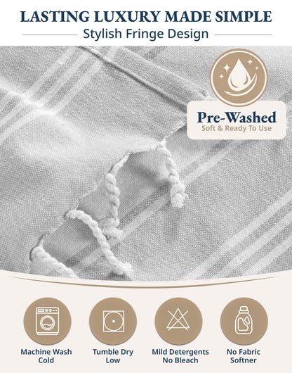 4 PIECE TURKISH BEACH TOWEL SET-GREY