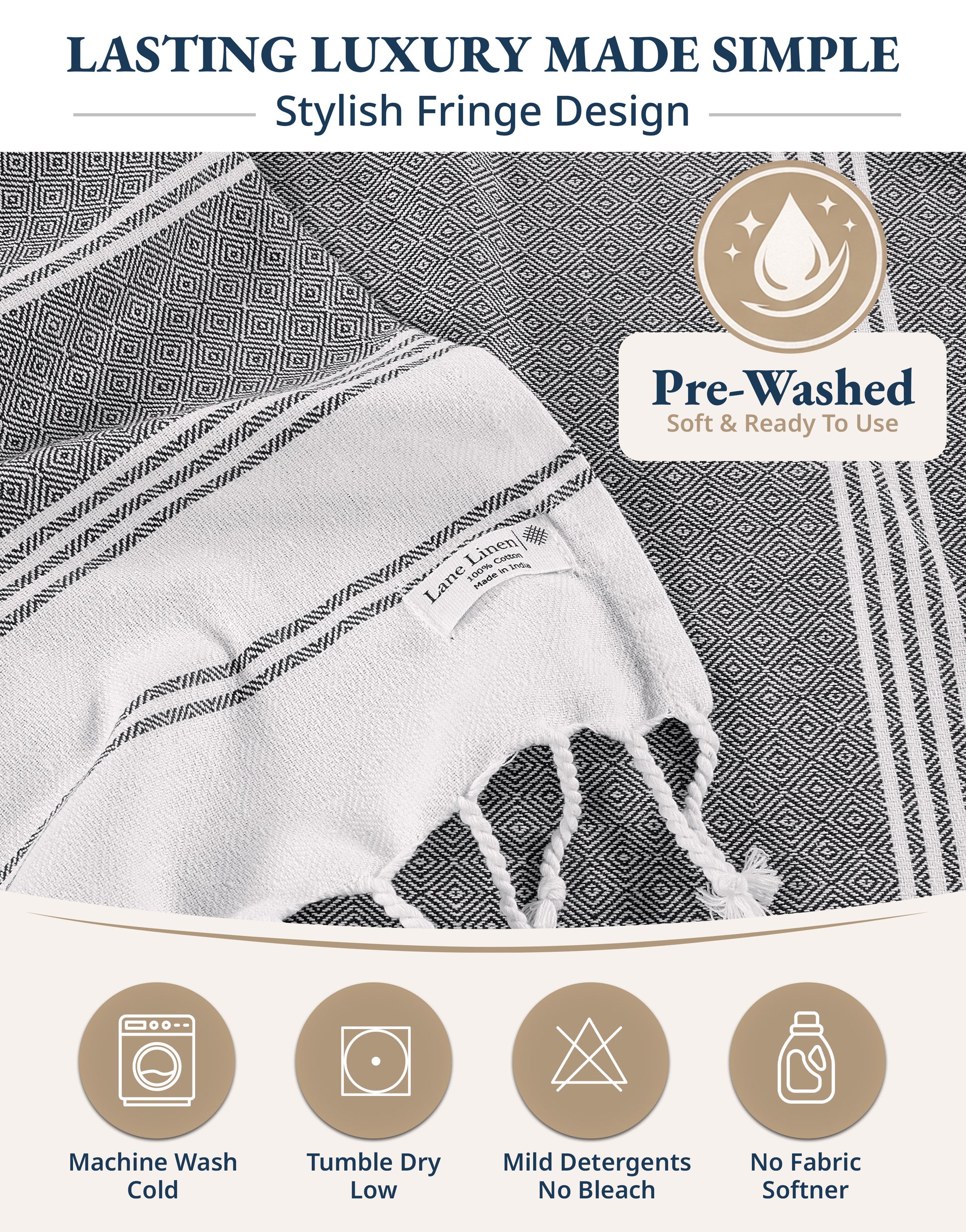 6 PIECE TURKISH BEACH TOWEL SET-Harbor-Glow