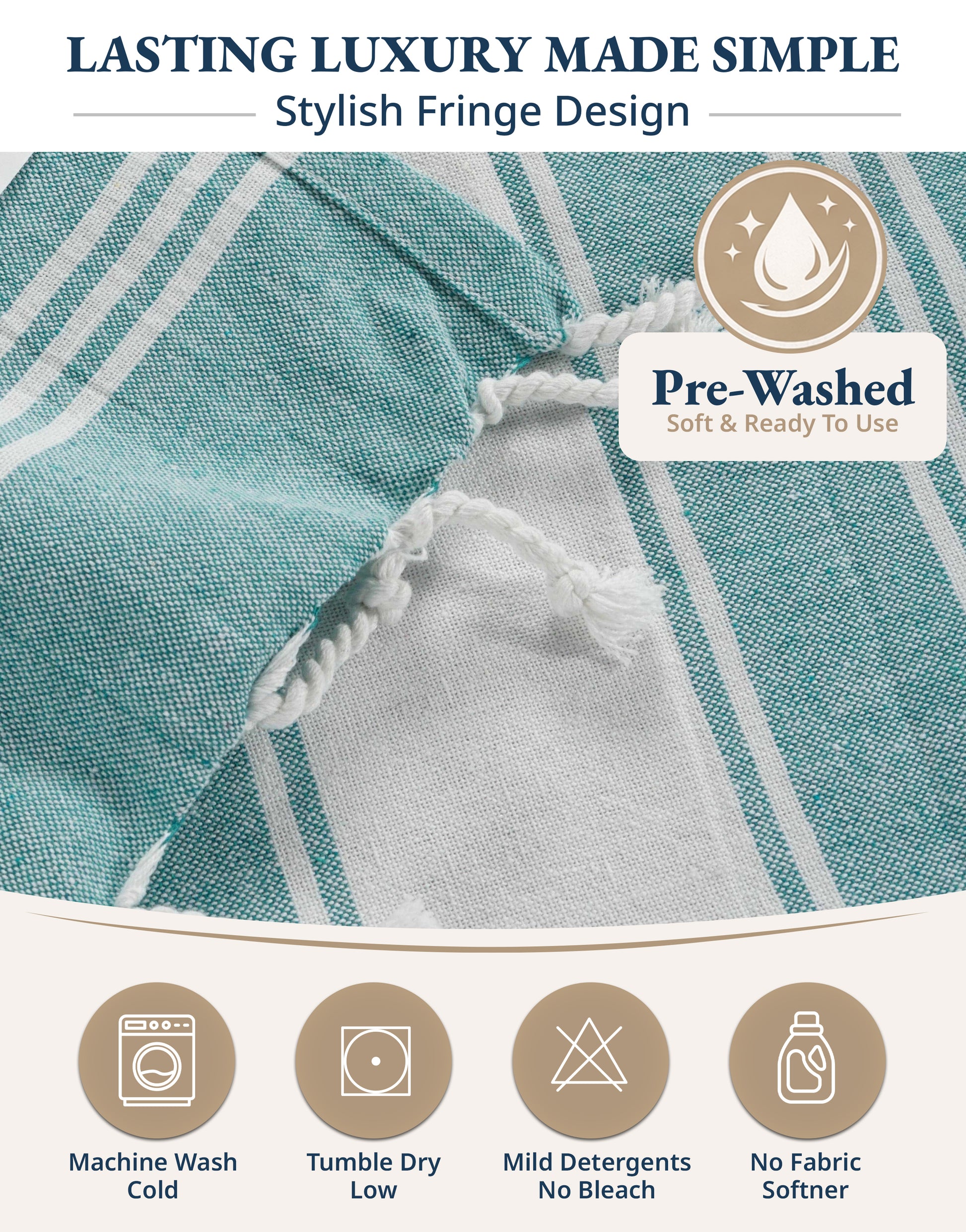 4 PIECE TURKISH BEACH TOWEL SET-HUNTER-GREEN