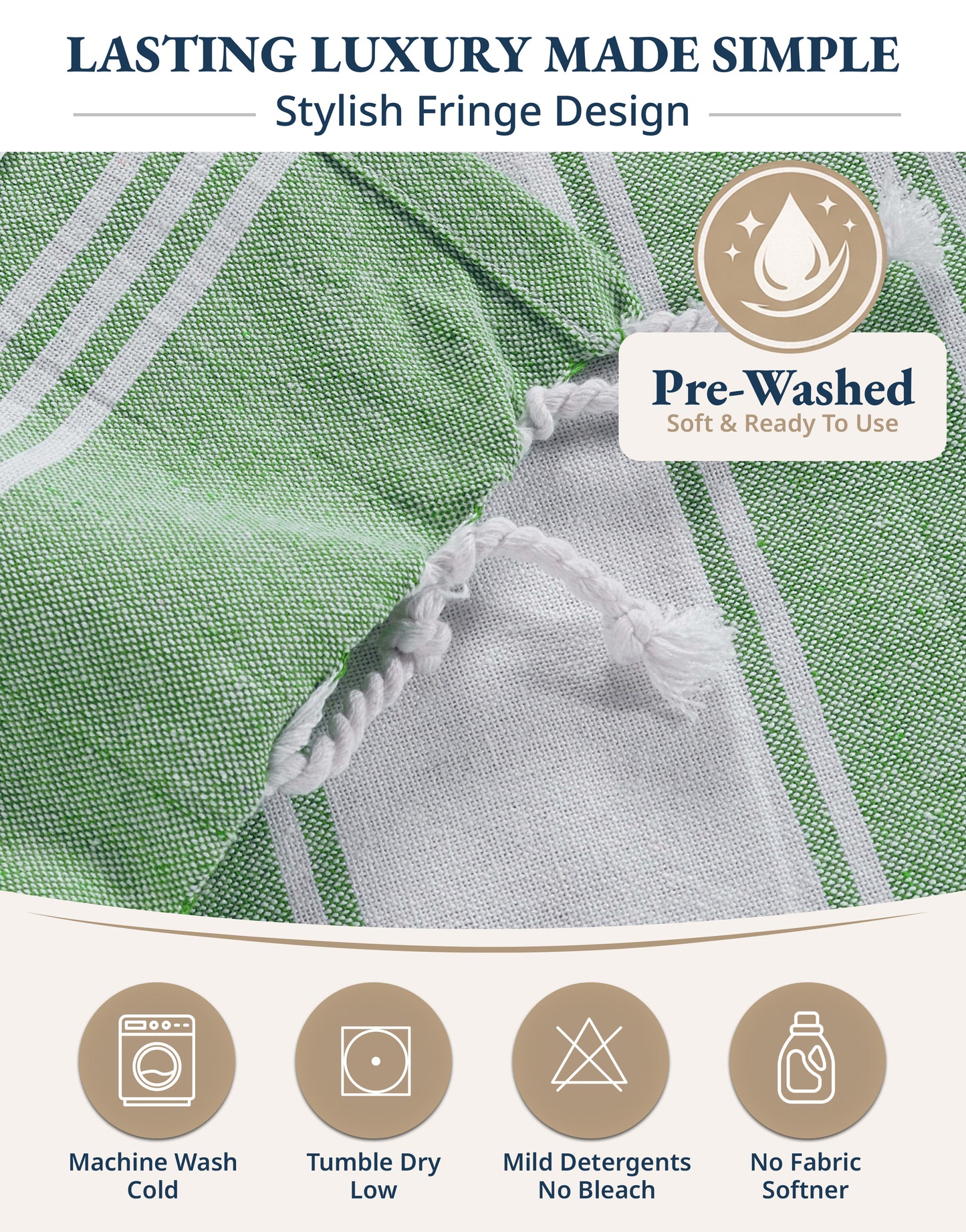 1 PIECE TURKISH BEACH TOWEL-JADE-GREEN