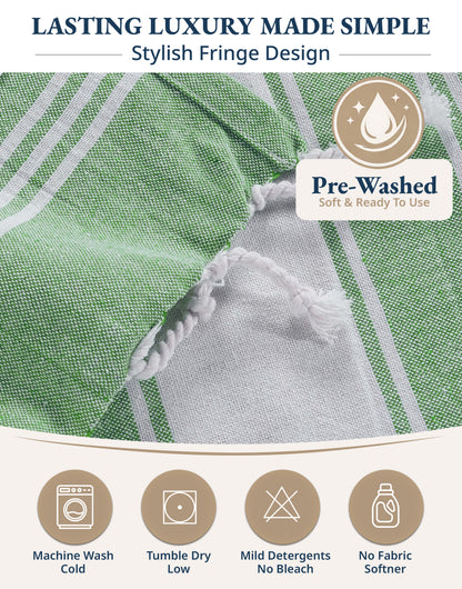 2 PIECE TURKISH BEACH TOWEL SET-JADE-GREEN