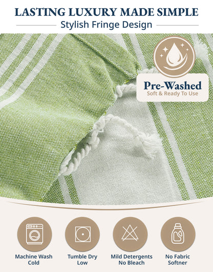 1 PIECE TURKISH BEACH TOWEL-JADE-LIME