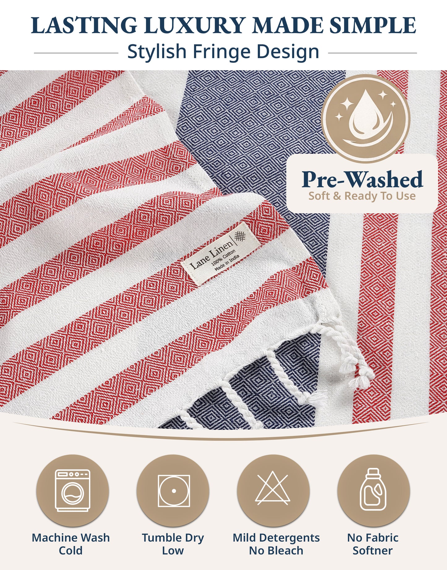 6 PIECE TURKISH BEACH TOWEL SET-Old-Glory