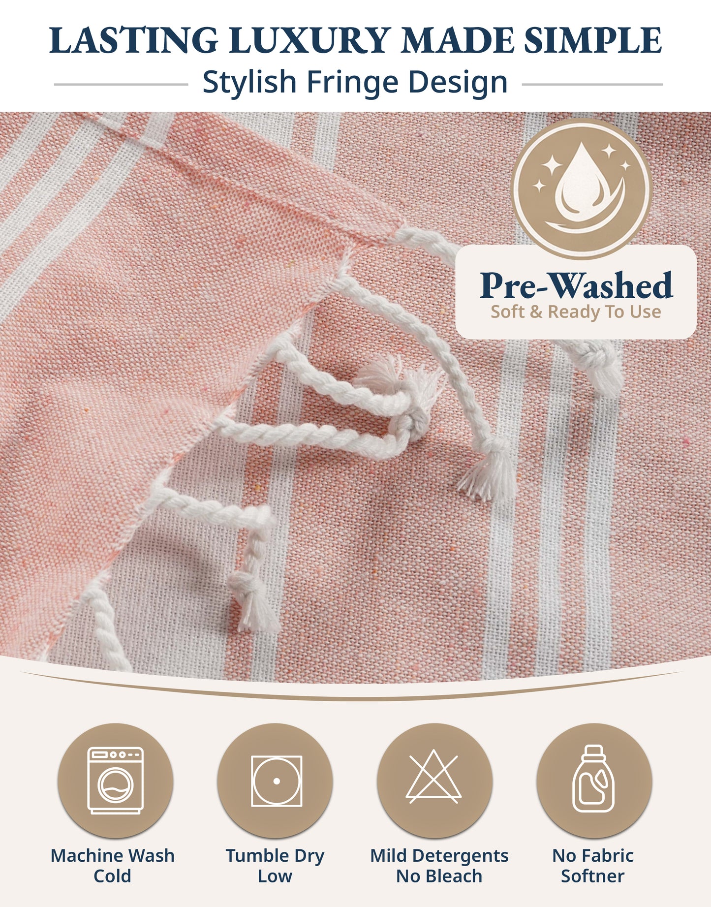 2 PIECE TURKISH BEACH TOWEL SET-QUARTZ-PINK