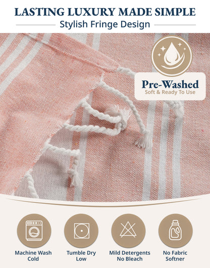 4 PIECE TURKISH BEACH TOWEL SET-QUARTZ-PINK