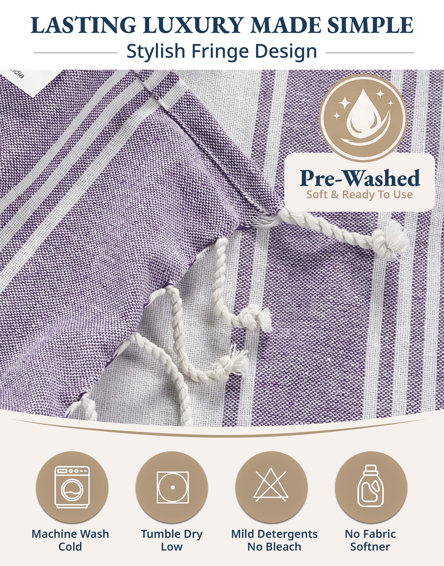 2 PIECE TURKISH BEACH TOWEL SET-REGAL-ORCHID