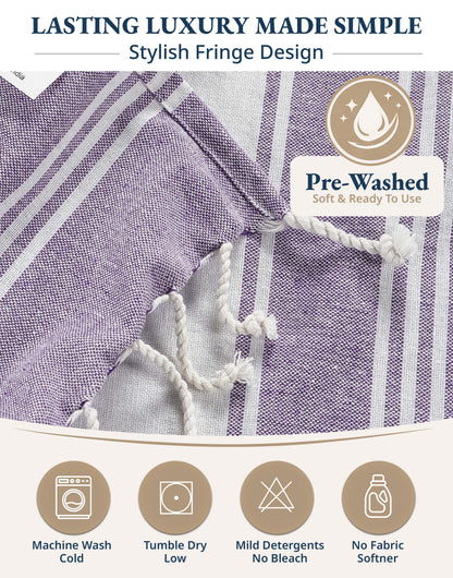 2 PIECE TURKISH BEACH TOWEL SET-REGAL-ORCHID