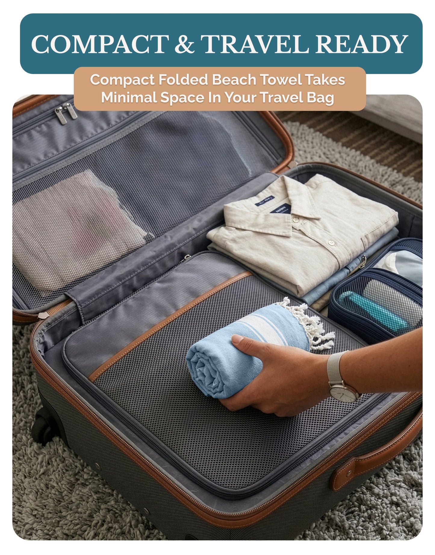 Cotton Hammam Beach Towels Multi-Pack cp-gallery: color=Sky Blue; size=4 Piece Set