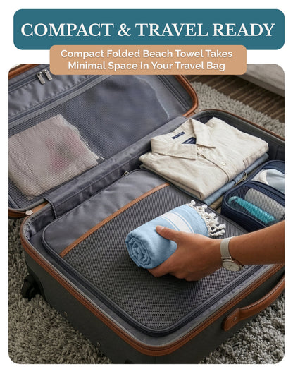 Cotton Hammam Beach Towels Multi-Pack cp-gallery: color=Sky Blue; size=4 Piece Set
