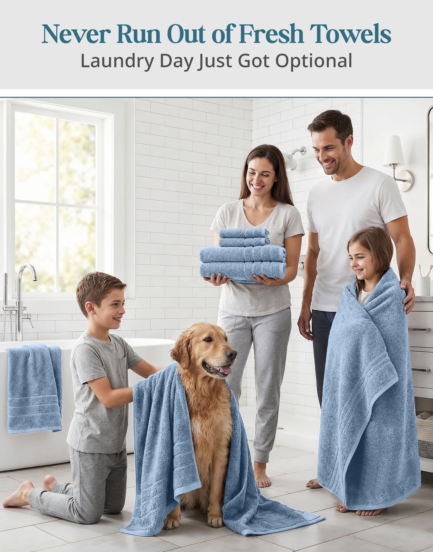 12-Piece Cotton Bath Towel Set cp-gallery: color=Cerulean Blue; size=12 Piece Set