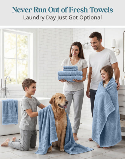 12-Piece Cotton Bath Towel Set cp-gallery: color=Cerulean Blue; size=12 Piece Set