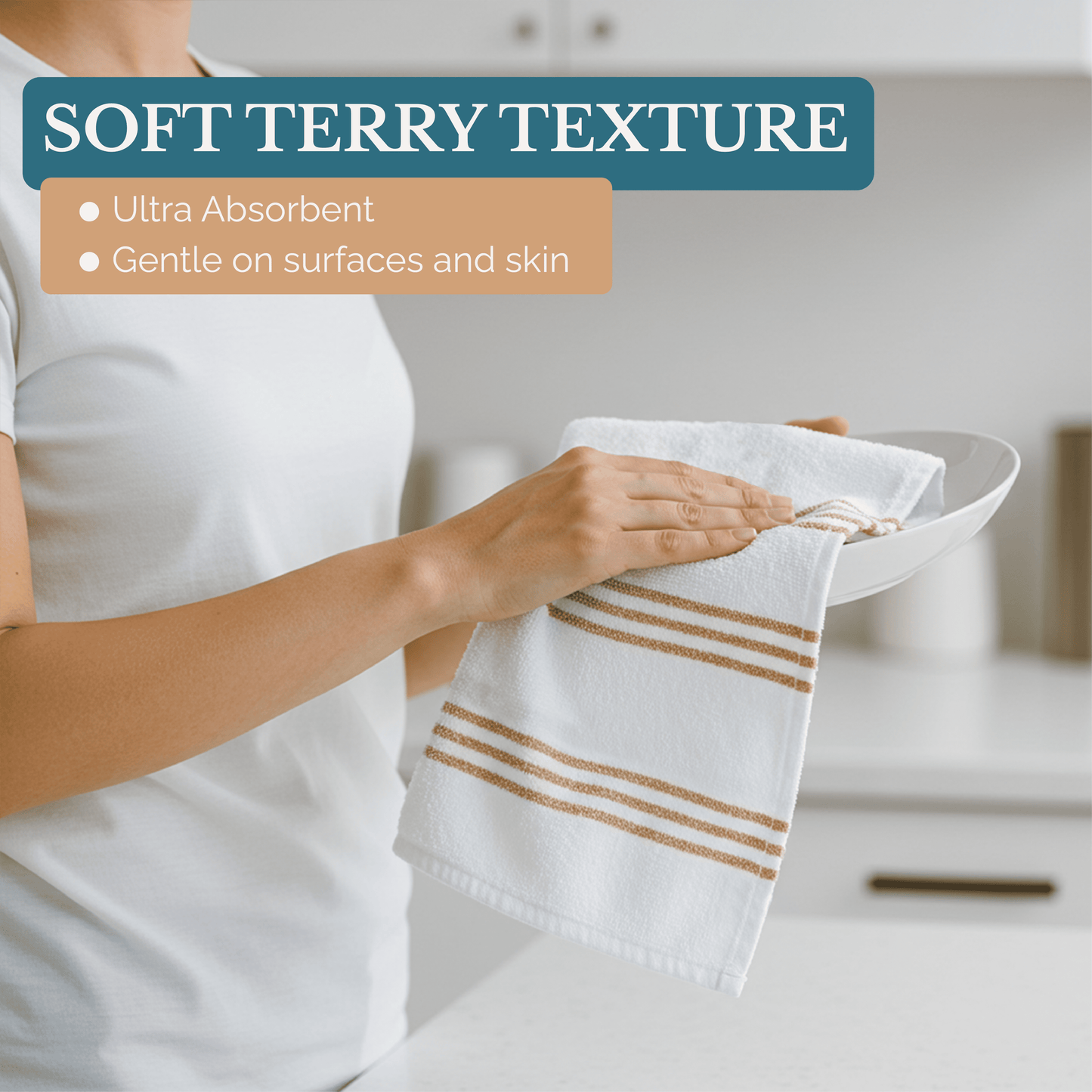 Terry Kitchen Towel Set cp-gallery: color=Beige; size=8 Piece Set